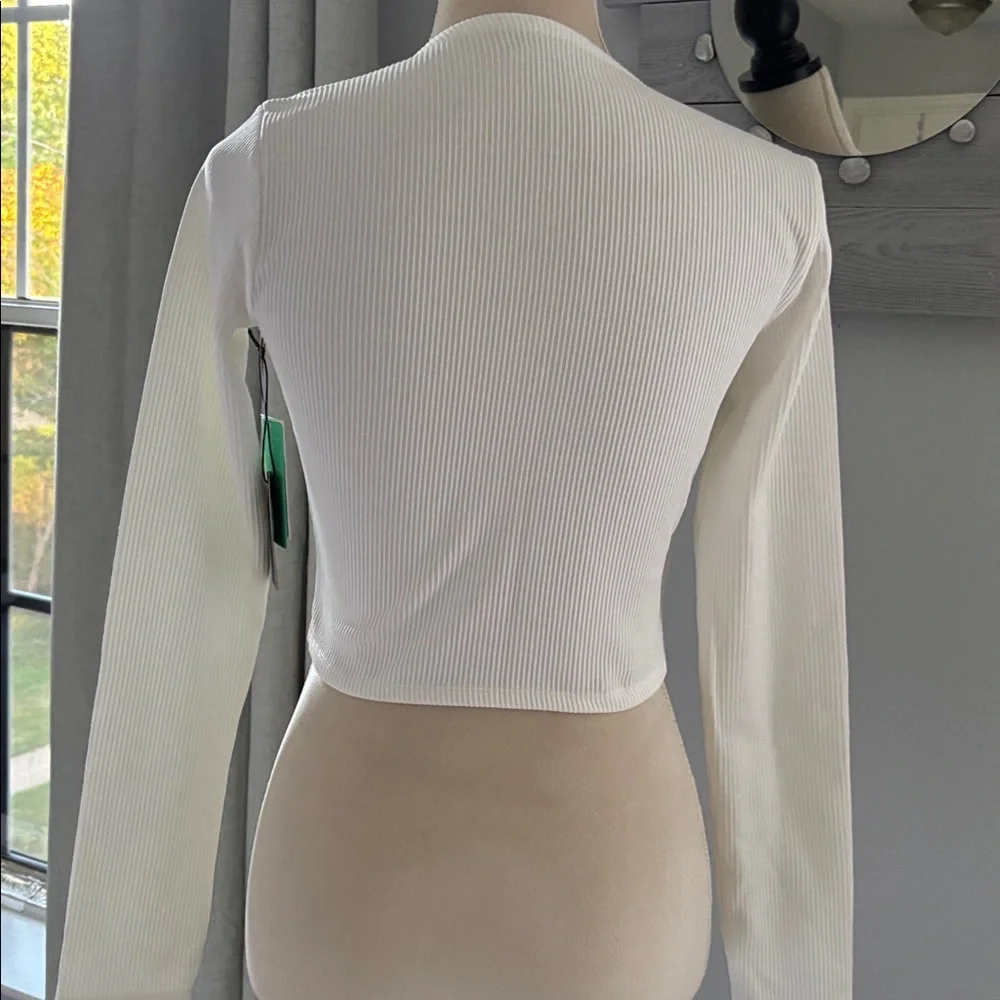 Forever 21 Cream Ribbed Wrap Top - Picture 6 of 6